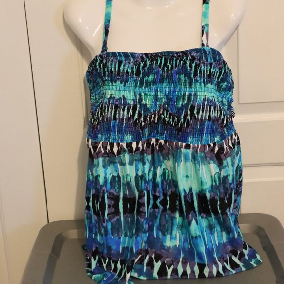 NWT Swim Suits For All Shore Club Colorful Tankini Top Padded Plus Size 20 W - Picture 1 of 15